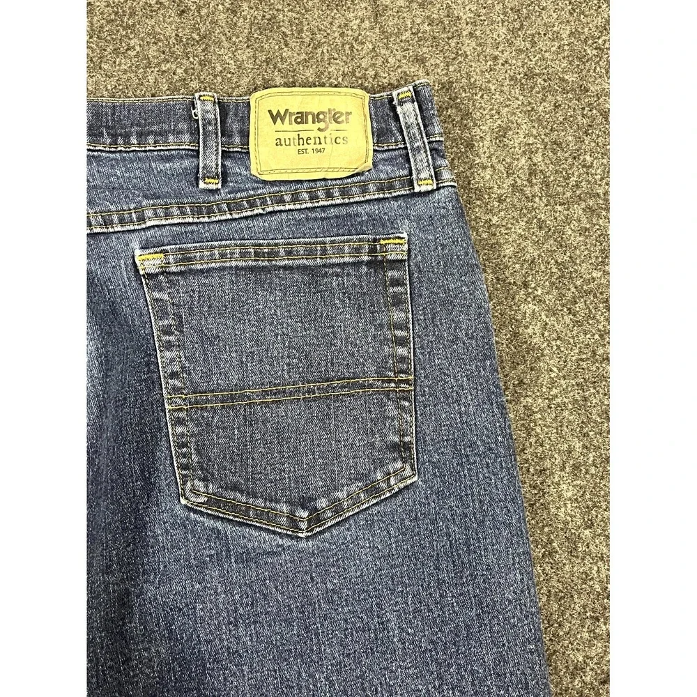 Y2K Wrangler Jeans Mens 38x28 Blue Denim Cotton Stretch‎ Mid Rise Straight Leg
